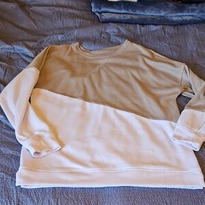 Tan and White Colorblock Sweatshirt